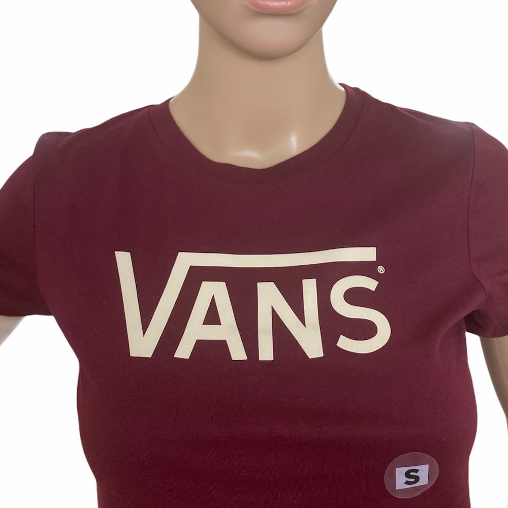 VANS Women’s T-Shirt Plain Burgundy VN000R6FAGJ - Picture 2 of 5
